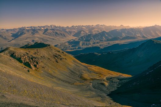 Scenic arid mountainous landscape in Kyrgyzstan