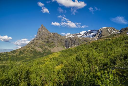Picturesque mountains in Norway near Narvik             