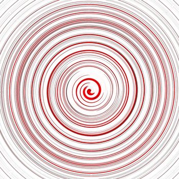 Red twirl circular wave on white background.