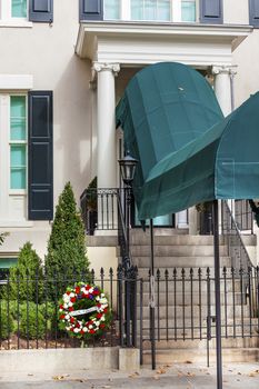 Blair House Building Second White House, Washington DC.  Presidents-elect before inauguration live in the Blair House across from the White House.  Site of Assasination attempt on President Truman Wreath is for Leslie Coffelt, Washington DC Officer killed in assasination attempt.