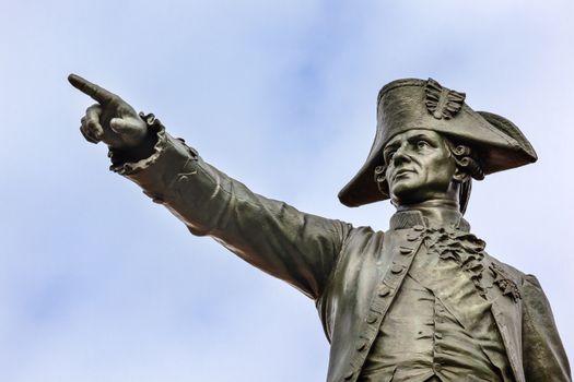 General Rochambeau Statue Lafayette Park Autumn Washington DC. In American Revolution General Rochambeau was the head of the French Army, who worked with Washington in the American Revolution.  Statue was dedicated in 1902 as a reaffirmation of French American relations.  Artist Sculptor Fernand Hamar