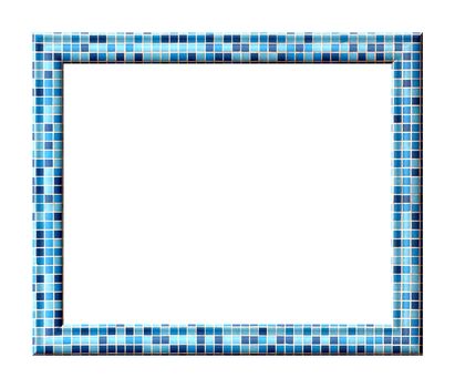 Rectangular blank embossed photo frame with square tiles texture dark blue, light blue and turquoise
