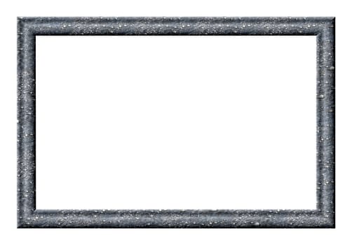 Rectangular empty picture frame with a picture of water drops on a gray surface on a white background