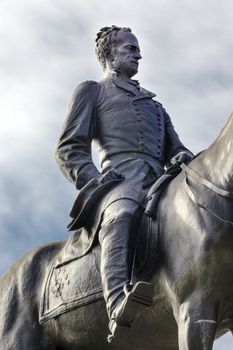 General William Tecumseh Sherman Riding Civil War Memorial Pennsylvania Avenue Washington DC.  Statue dedicated 1903, artist Carl Rohl-Smith. Located in back of Treasury where President Andrew Johnson and Ulysses Grant reviewed the Army at the end of the Civil War.  General Sherman led the review at the head of the Army of Tennessee.