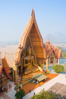 Hand of Big golden buddha statue Wat Tham Sua(Tiger Cave Temple), Kanchanaburi thailand