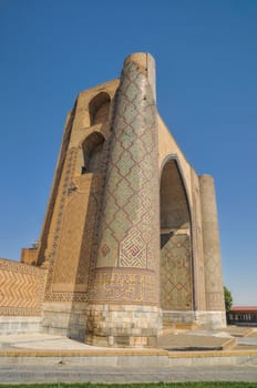 Beautiful gate to city of Samarkand, Uzbekistan