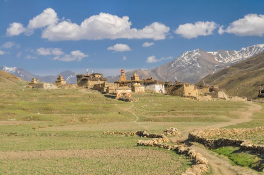 Picturesque old settlement in Dolpo region in Nepal