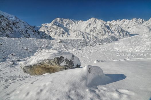 Picturesque view of Himalayas near Kanchenjunga, the third tallest mountain in the world