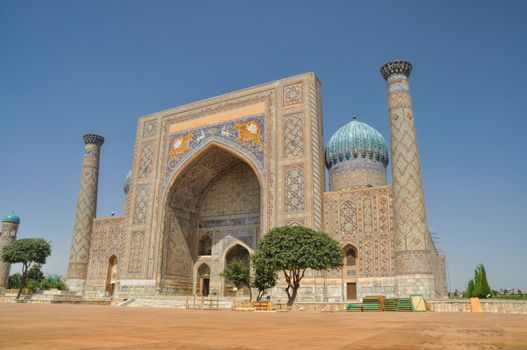 Beautifully decorated mosque in Samarkand, Uzbekistan