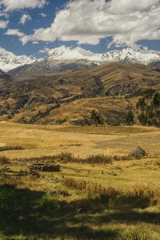 Picturesque view of a sunlit slopes of Peruvian Cordillera Negra        