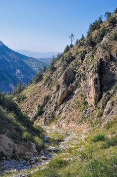 Scenic canyon in Tian Shan mountain range near Chimgan  in Uzbekistan