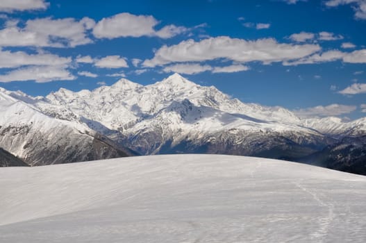 Clouds passing the Caucasus Mountains in Svaneti province 