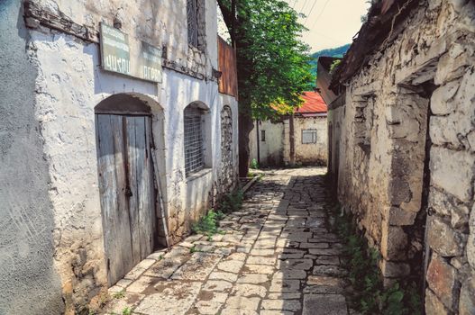 Old narrow street in a town in Nagorno Karabakh