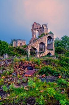 Ruins of old villa in mountainous Karabakh destroyed by war