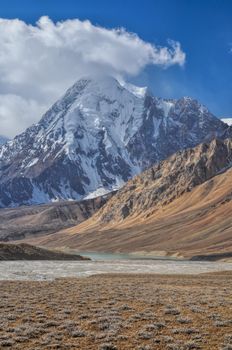 Scenic peak in Pamir mountains in Tajikistan
