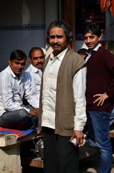 Jodhpur, India - January 1, 2015: Indian man poses proudly in Jodhpur, India. Jodhpur is the second largest city in the Indian state of Rajasthan with over 1 million habitants.