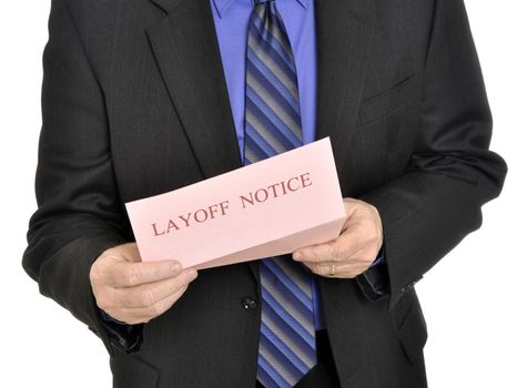 Male executive receiving the pink slip layoff notice