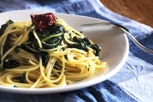 Pasta with black cabbage