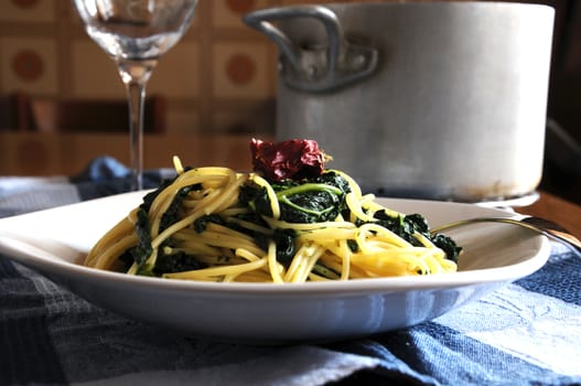 Pasta with black cabbage