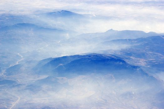 View from the plane over the Alps