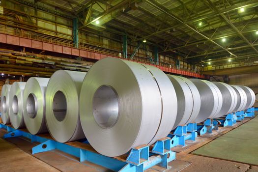 rolls of steel sheet in a plant