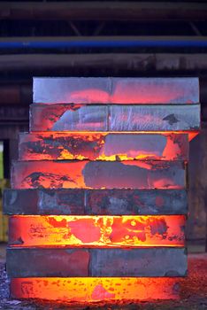 Stack of steel plate inside of plant