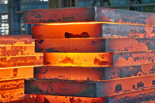 Stack of steel plate inside of plant