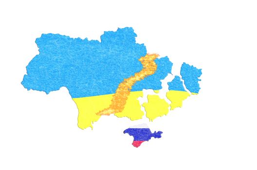 Focus Ukraine, Map with Flags and breakaway provinces.