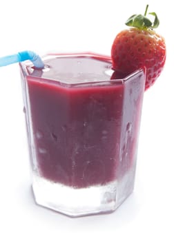 Berry flavored smoothie drink over a white background