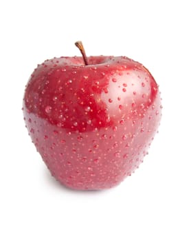Fresh red apple with water droplets 