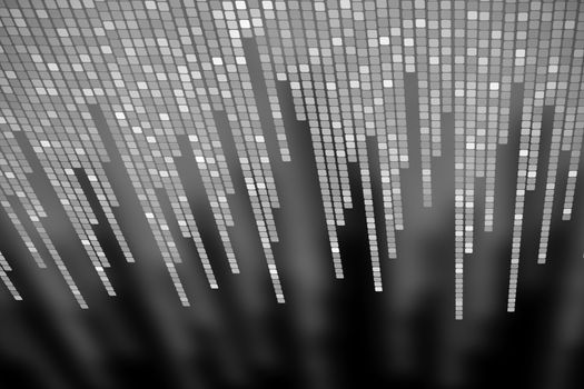matrix made of square polkadots, black and white background, perspective