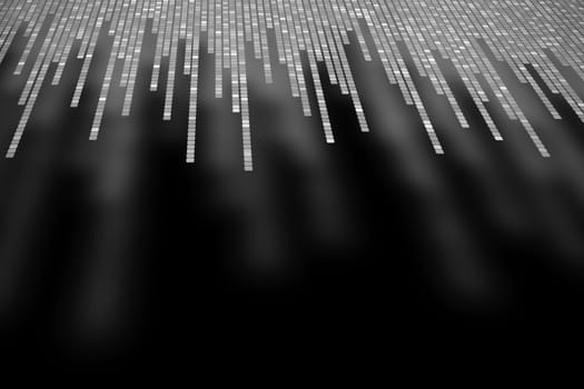 matrix made of square polkadots, black and white background, perspective