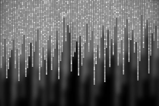 matrix made of square polkadots, black and white background