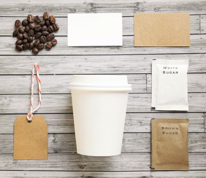 Coffee identity mockup set with retro filter effect