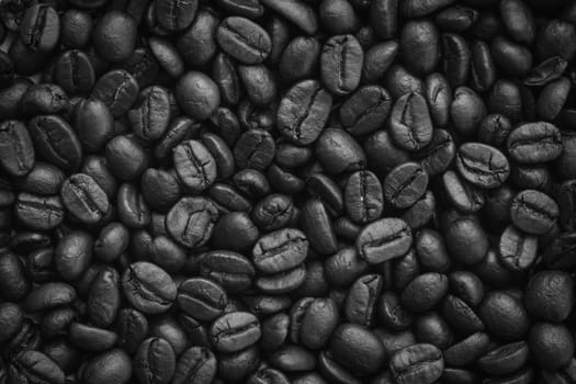 closeup dried coffee bean background, black and white