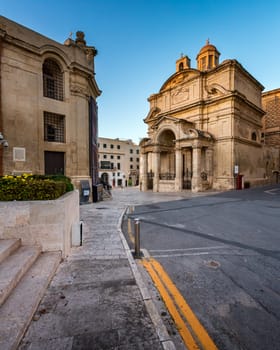 Saint Catherine of Italy Church and Jean Vallette Pjazza in the Evening, Vallette, Malta