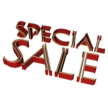 Glossy red three-dimensional inscription Special Sale as a sign.