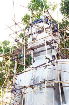 repairing Buddha image in thailand, watercolor style