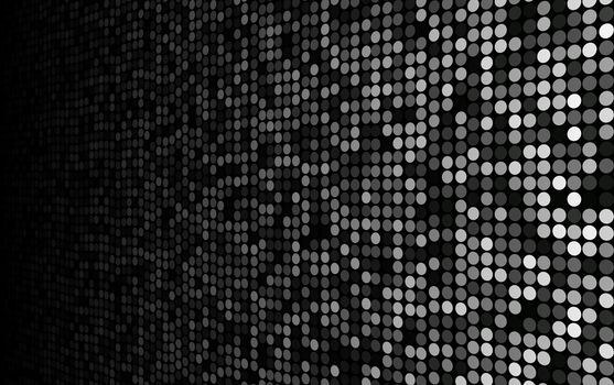 black and white dots stage background, perspective into the dark