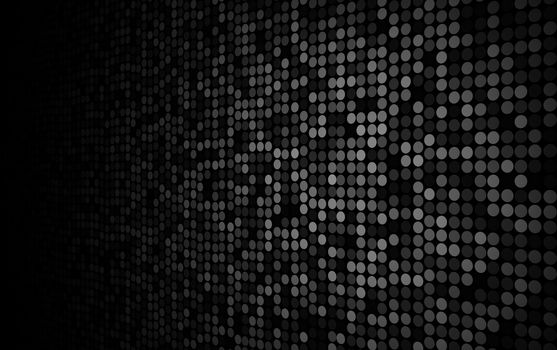 black and white dots stage background, perspective into the dark