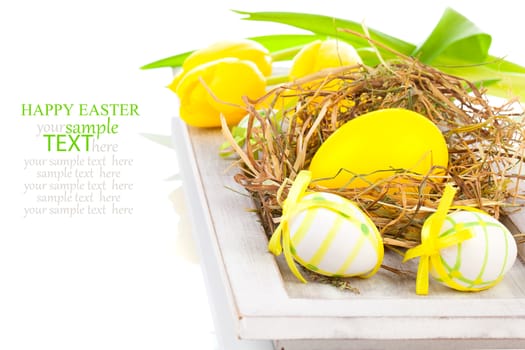 Easter Egg in a nest on a white background