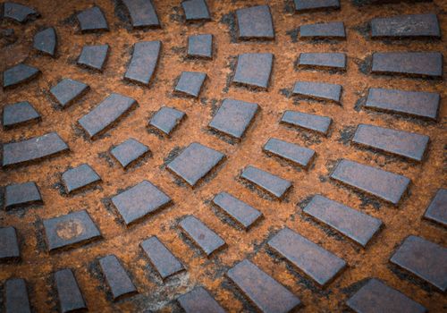 background or texture of old rusty iron hatch