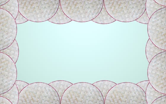 frame made of Thai threshing basket isolated on beautiful gradient.