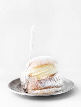 Semla, traditional Scandinavian cream bun. Typically eaten in Sweden in February.