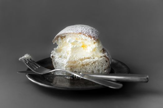 Semla, traditional Scandinavian cream bun, typically eaten in Sweden in February.