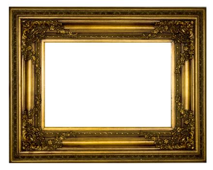 Antique retro frame for artwork from gold isolated