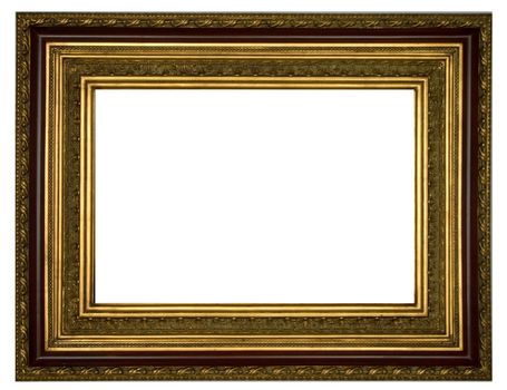 Antique retro frame for artwork from gold isolated