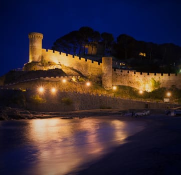 Tossa de Mar, Catalonia, Spain, 18.06.2013, ancient fortress Vila Vella on a rock, instagram image style