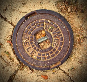 manhole cover in Tossa de Mar, Catalonia, Spain, instagram image style