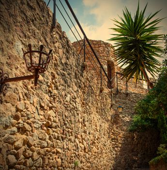 Tossa de Mar, Catalonia, Spain, 23/06/2013, the territory of a medieval fortress Vila Vella, editorial use only, instagram image style